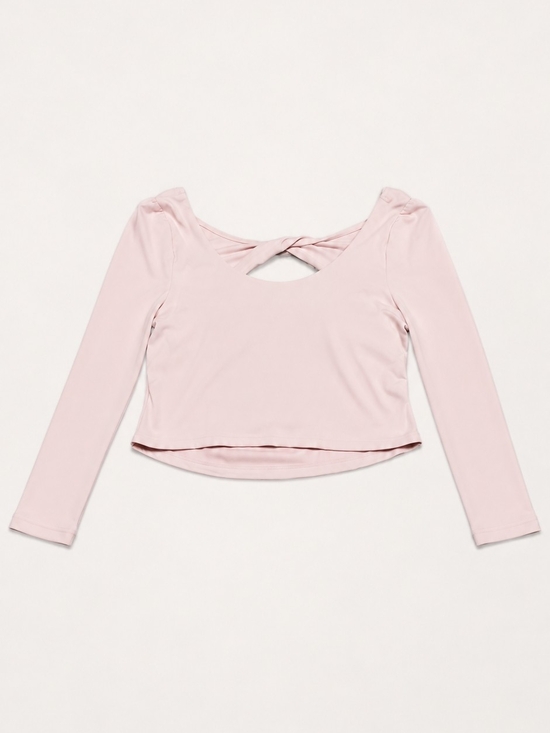 NovaSport Tops - NovaSport 3X Long Sleeve Twist Back Active Crop Top Blush Pink Athleisure Yoga